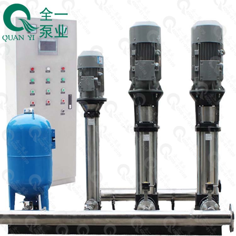 QYBK卫生级不锈钢变频智能供水设备 无二次污染 80户用水管路机组