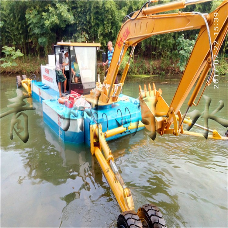 池塘清淤挖泥机 水陆两用清泥设备 水上挖掘机