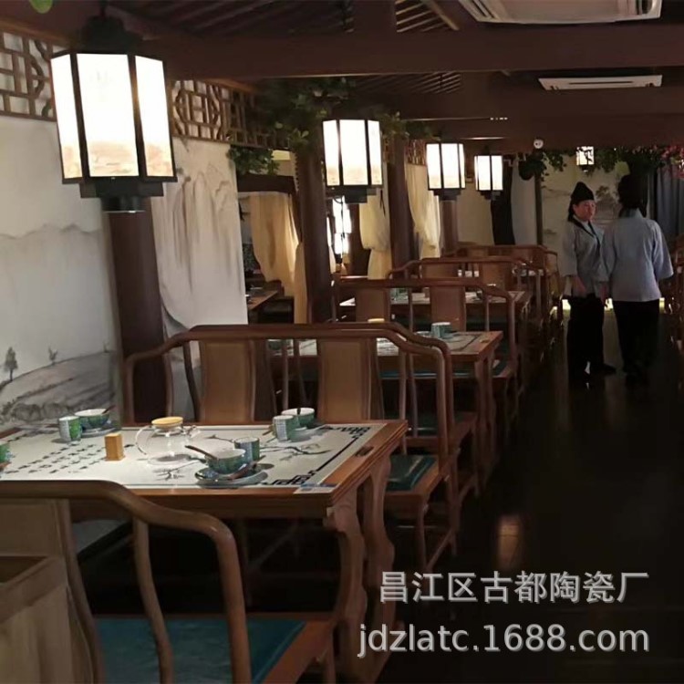 主题餐厅餐桌咖啡厅酒店特色创意手绘陶瓷瓷板画桌子桌面定制