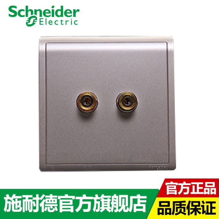施耐德面板开关E8231SC_WG 丰尚金色单联音箱连接座 多媒体插座