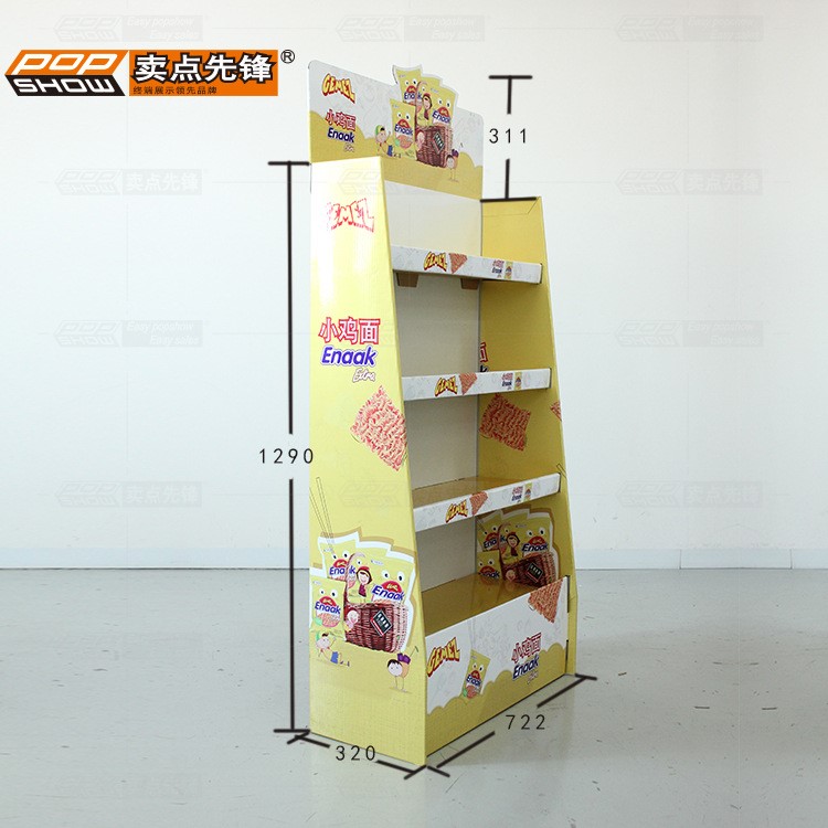 小鸡干脆面超市卖场零售纸陈列架瓦楞折叠展示架 FL8453