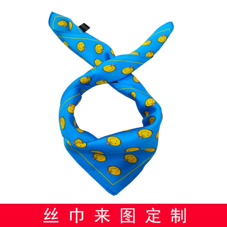 深圳丝巾定制 真丝印花小方巾定制LOGO 企业礼品丝巾订做