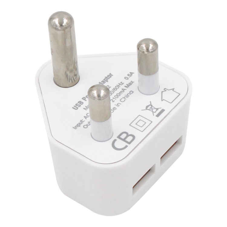 旅充南非双USB 5V 2.4A 旅充南非头South Africa Travel Charger