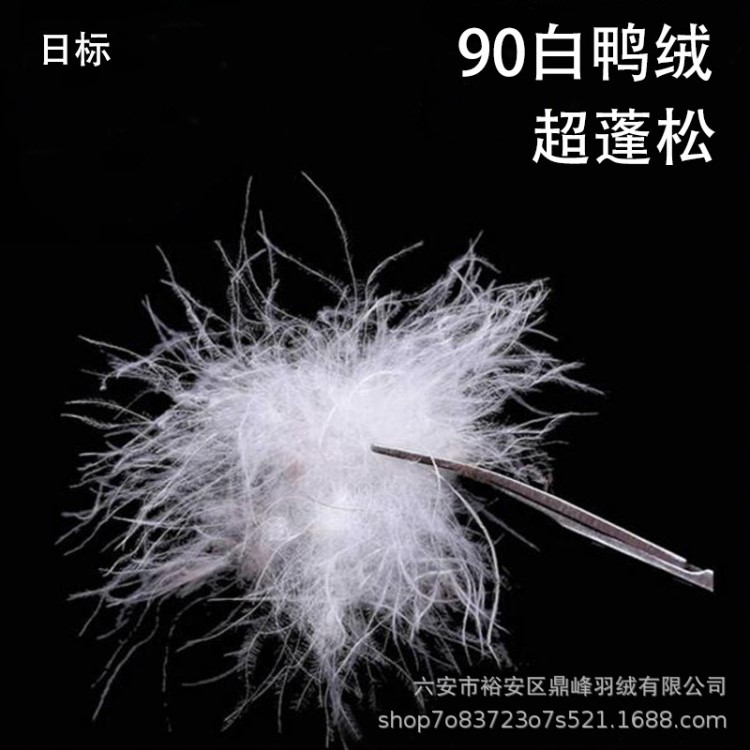 羽绒厂家直销90白鸭绒日标水洗90羽绒大朵白羽绒纺织羽毛批发