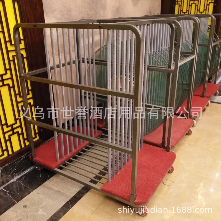 杭州酒店宴会家具 宴会厅玻璃转盘运输车 转盘手推车收纳车