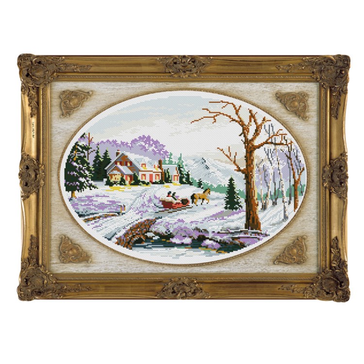 客厅diy印花布新款cross stitch 十字绣材料包工艺品深冬雪景0679