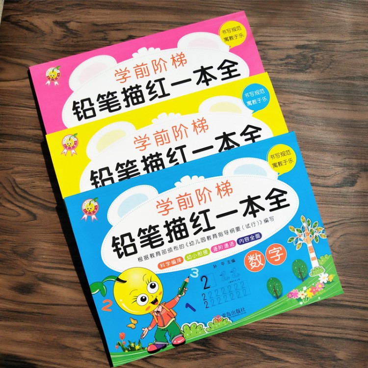 幼儿园铅笔描红早教儿童练字写字数字拼音幼小衔接批发3本练习册