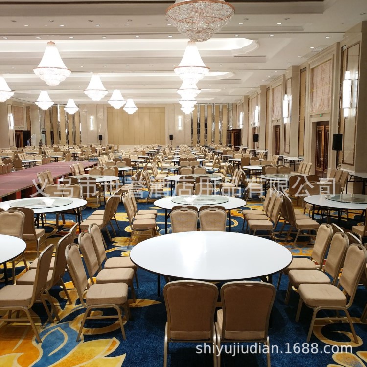 杭州五度假酒店宴会餐桌椅 连锁酒店宴会厅铝合金餐椅