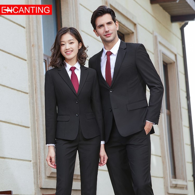 男女同款西装套装工作服新款时尚正装总监经理西服三件套定制
