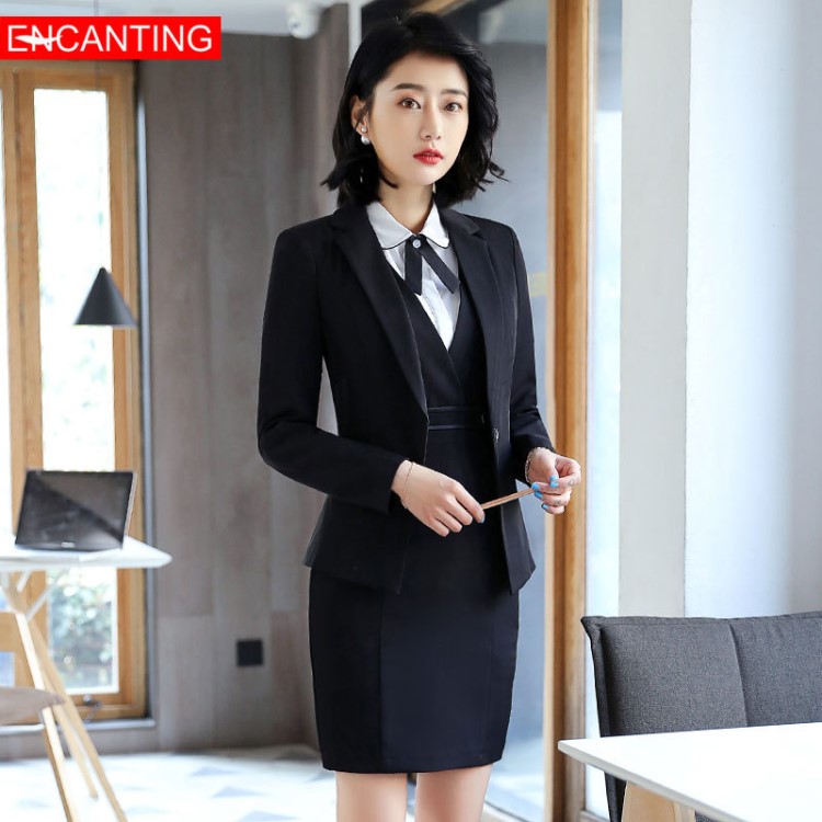 女士职业装套装女2018新款 时尚气质美容师工作服工装连衣裙夏季