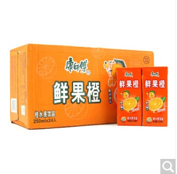 康师傅鲜果橙250ml*24纸盒装果蔬汁橙汁饮品外卖自助餐饮料批发