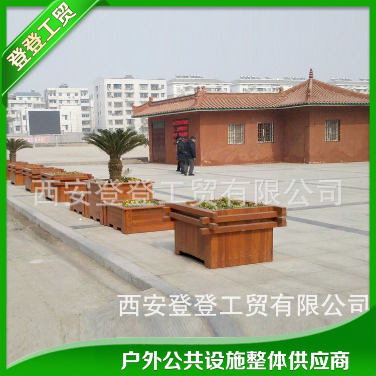 销售 环保防腐新疆花箱 防水户外花盆 大长方形木花盆 宁夏