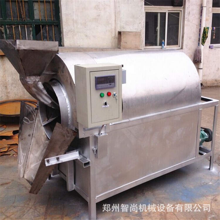 多功能燃气炒大豆机 自动炒黄豆烘焙设备 滚筒式大豆炒货机有现货