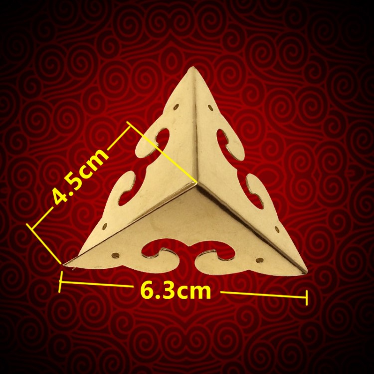 4.5cm铜三面祥云樟木箱中式仿古家具配件包角护角角花角码