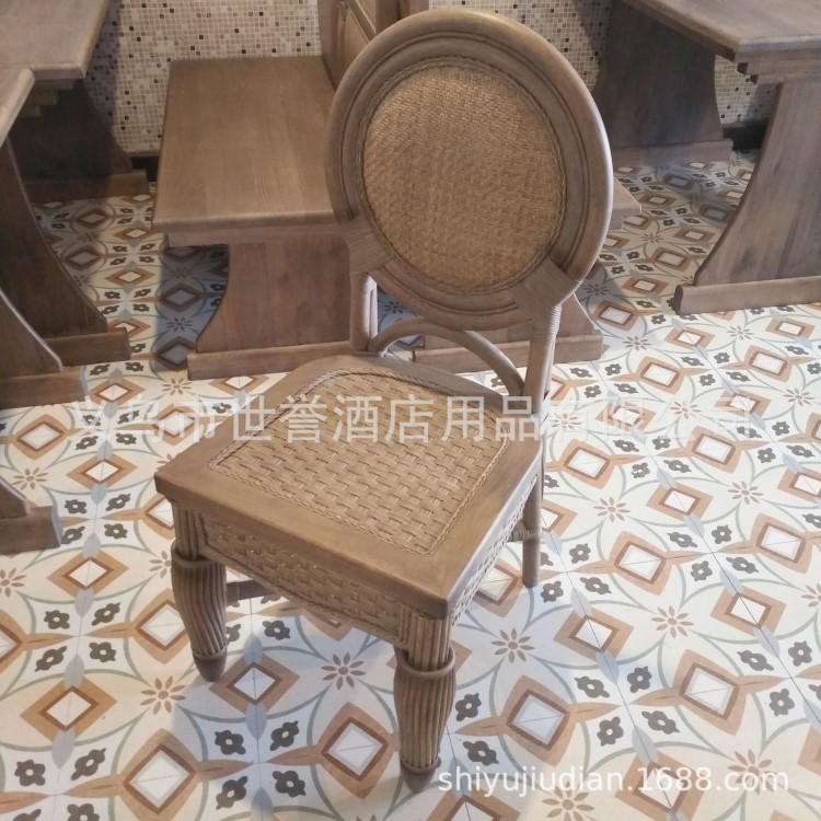 杭州餐厅复古藤艺桌椅 时尚餐厅餐椅 港式茶餐厅全藤餐椅