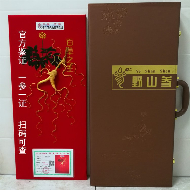 长白山人参 东北野山参 皮盒人参 60 礼盒参 东北野山参