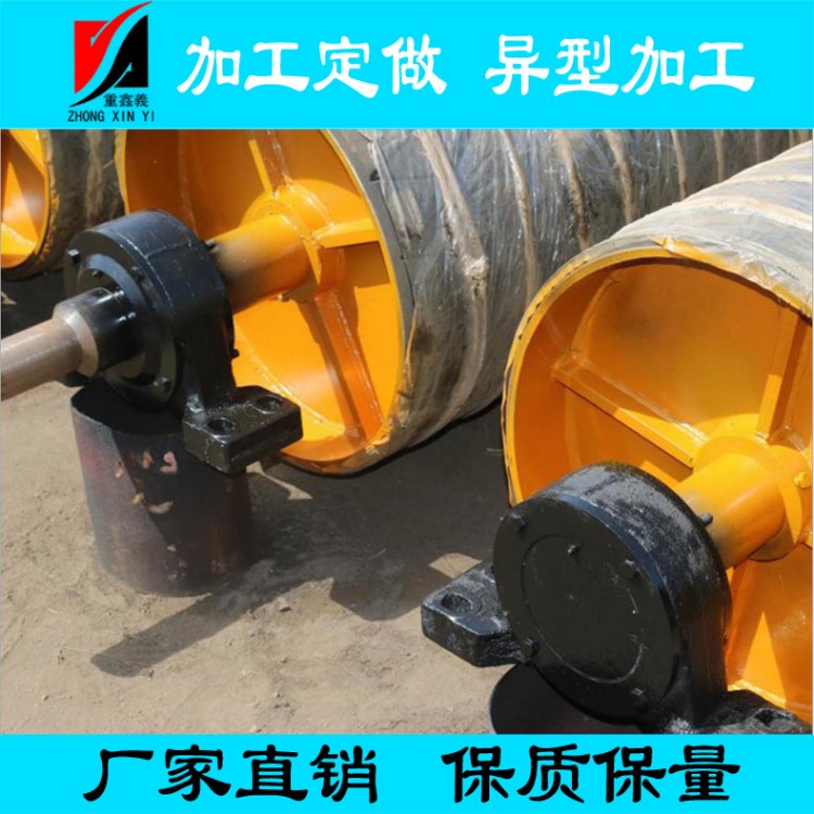 厂家直销 包胶耐磨改向滚筒 输送机无动力滚筒电机 包胶橡胶滚筒
