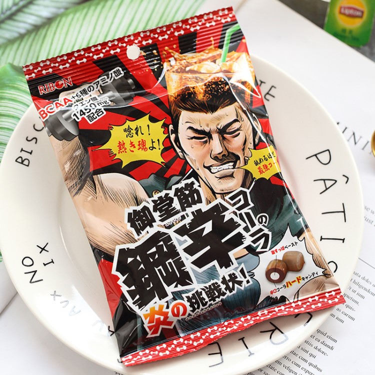 日本零食品 理本御堂筋鋼辛可乐味挑战糖抖音网红糖果70g