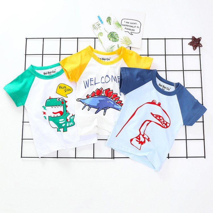 2019恐龙童装 夏季男女童短袖t恤棉kids clothes 童装一件代发