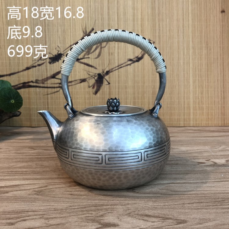 999银定制 厂家直销银壶 烧水壶 一张打银茶具茶壶高端礼品批发