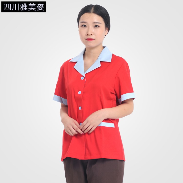 成都春夏清洁公司酒店物业保洁服工作服长短袖单双层制服定制定做