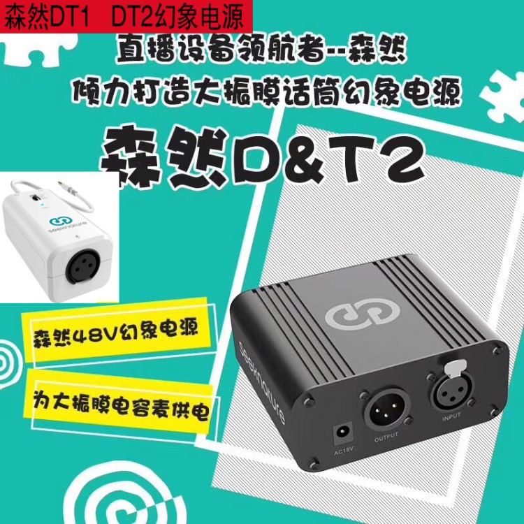 森然D&amp;T1 DT2 电容麦克风话筒专用48V幻象电源大振膜配件原厂正品