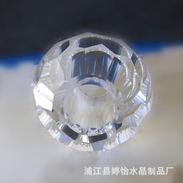 厂家直销创意水晶钻工艺品摆件50MM中孔水晶刻面球 欧式家具拉手