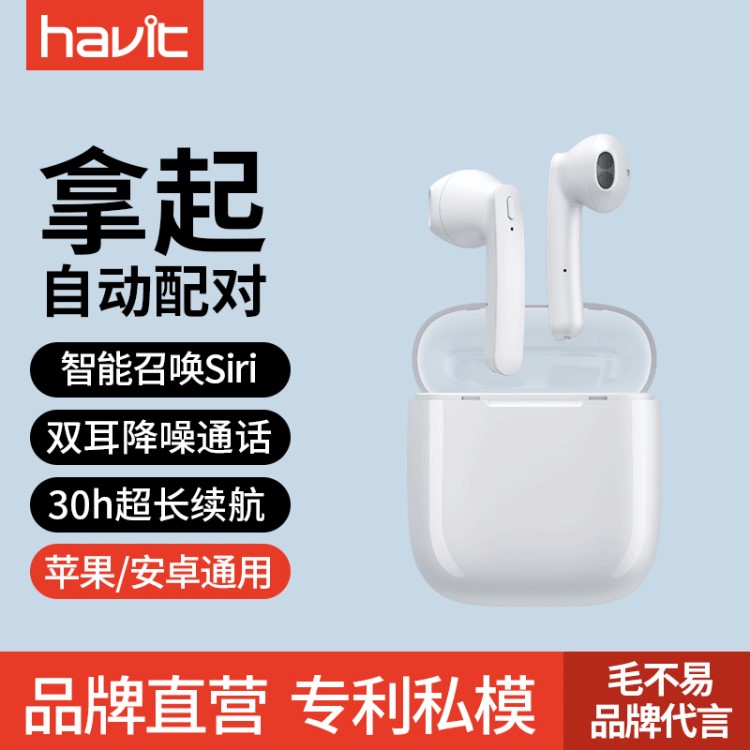 havit/海威特 适用真无线苹果蓝牙耳机运动迷你充电仓双耳挂耳式