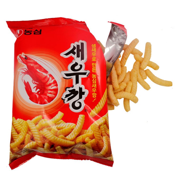 批发原装韩国膨化零食品农心鲜虾条脆香儿童小吃休闲礼包90g