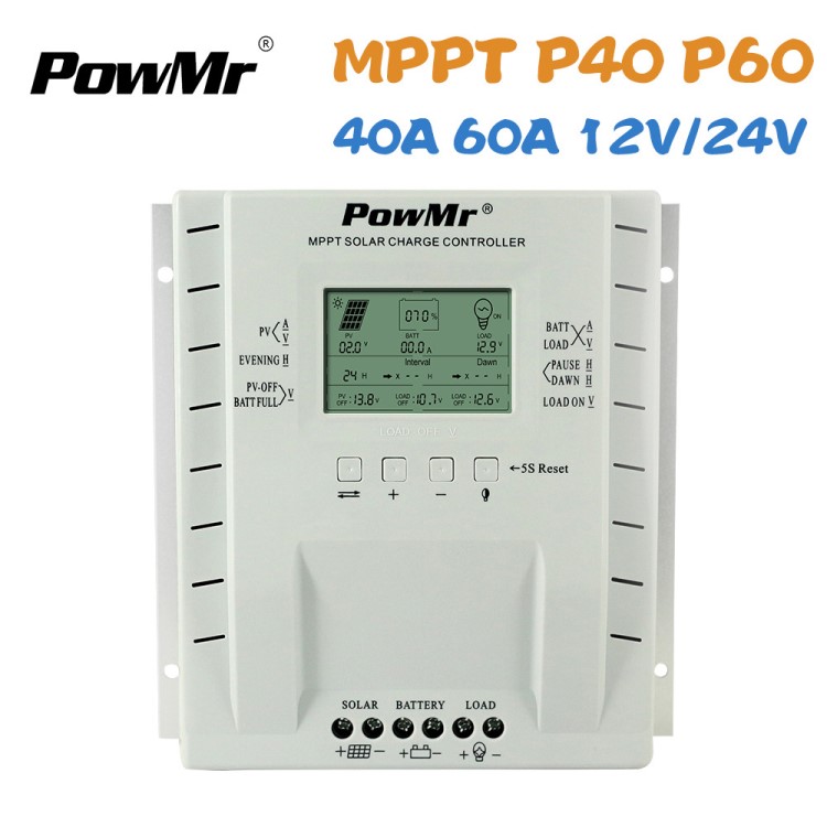 30A40A60A太阳能充放电控制器MPPT 12V/24V双USB手机充电智能控制