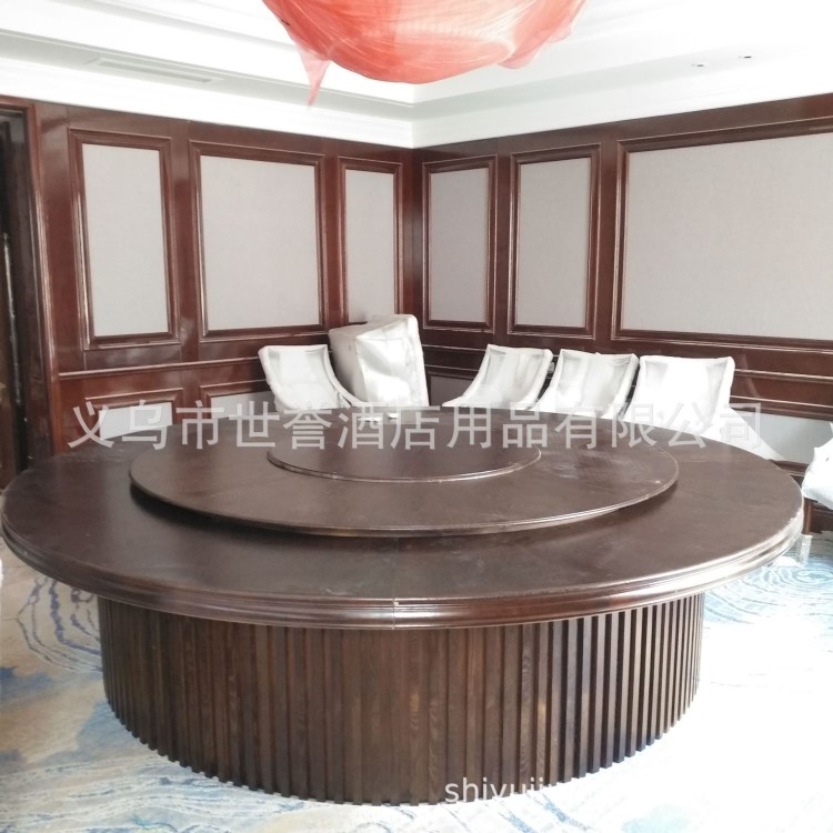 贵阳酒店新中式电动餐桌 酒楼包厢实木电动桌餐椅