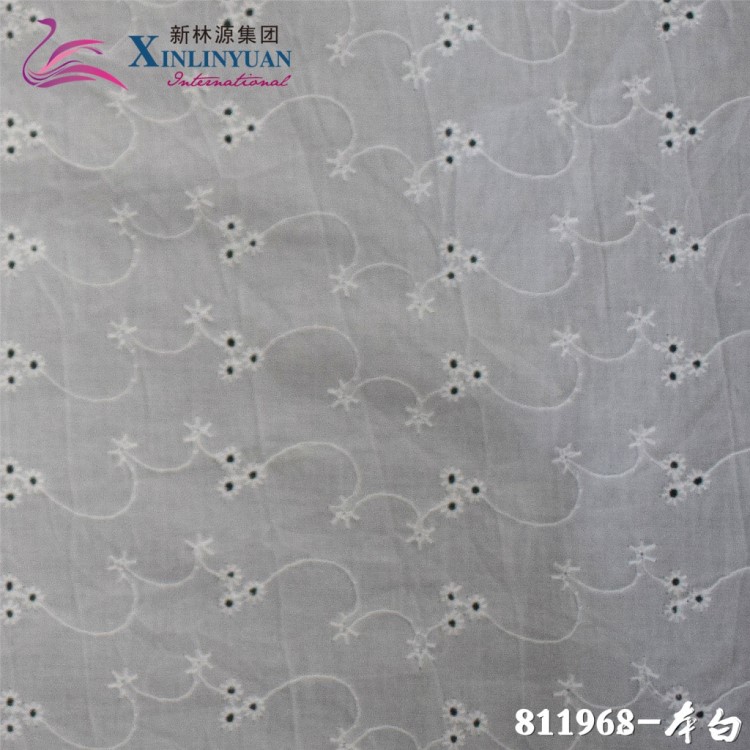 XY811968全棉打孔绣花布 棉布大机绣花镂空绣花 135cm宽绣花面料