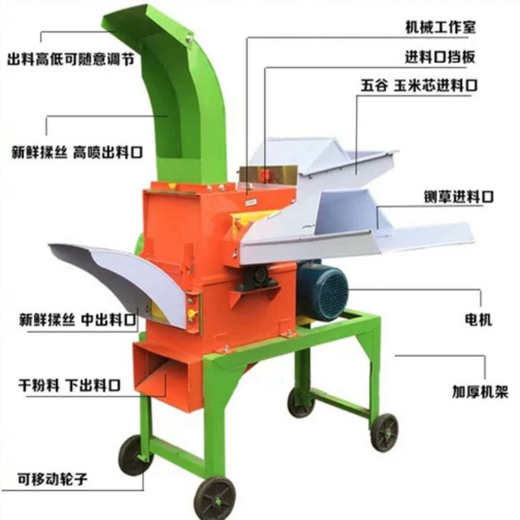干湿两用高喷式农作物秸秆揉丝机 新款中喷花生秧地瓜秧铡草机