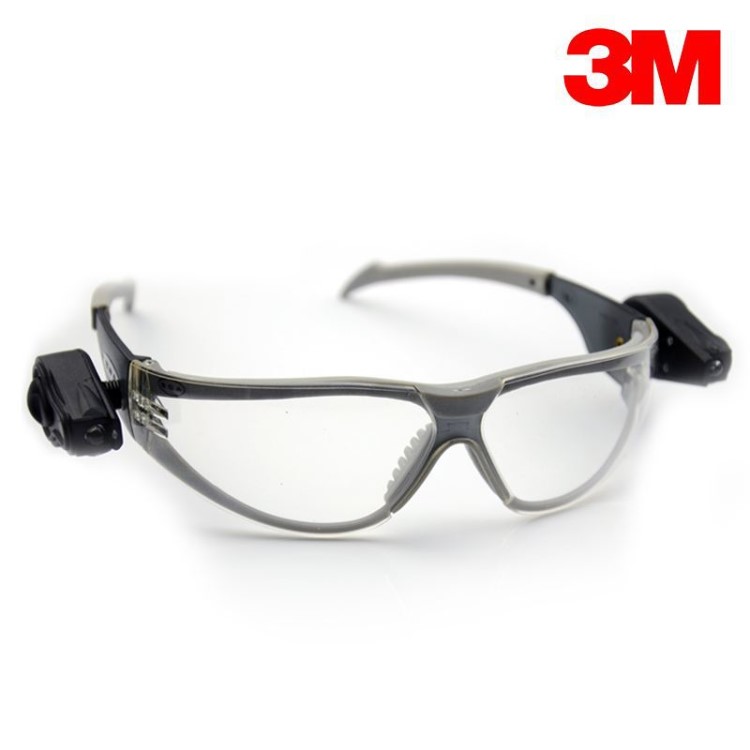 3M11356眼镜 带双射灯 防雾防冲击防紫外线亮度可调节