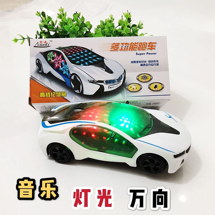 儿童塑料玩具车3D灯光音乐玩具万向跑车发光玩具小汽车地摊夜市