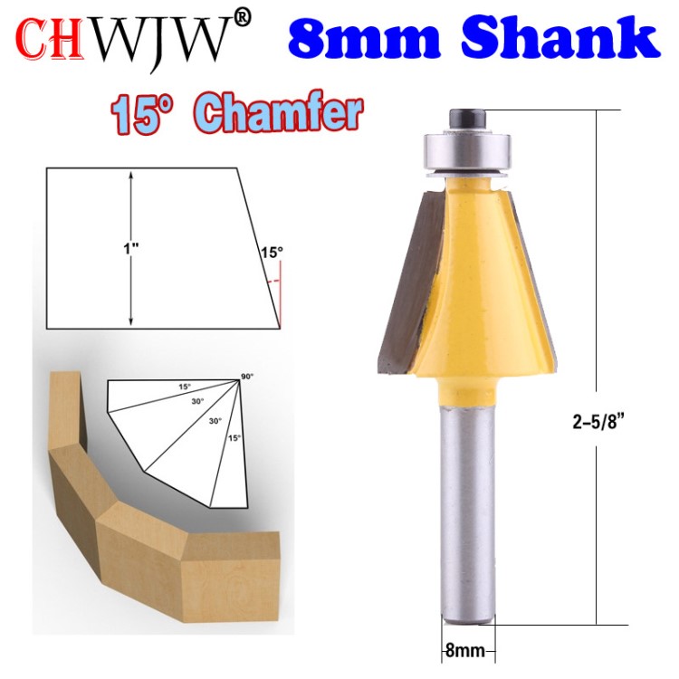 8MM柄外国雕刻机铣刀速卖通 亚马逊 俄罗斯  8mm 15&deg;斜角刀 黄色