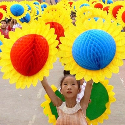 手翻花 太阳花仿真折叠向日葵道具花幼儿园舞台舞蹈跳舞道具批发