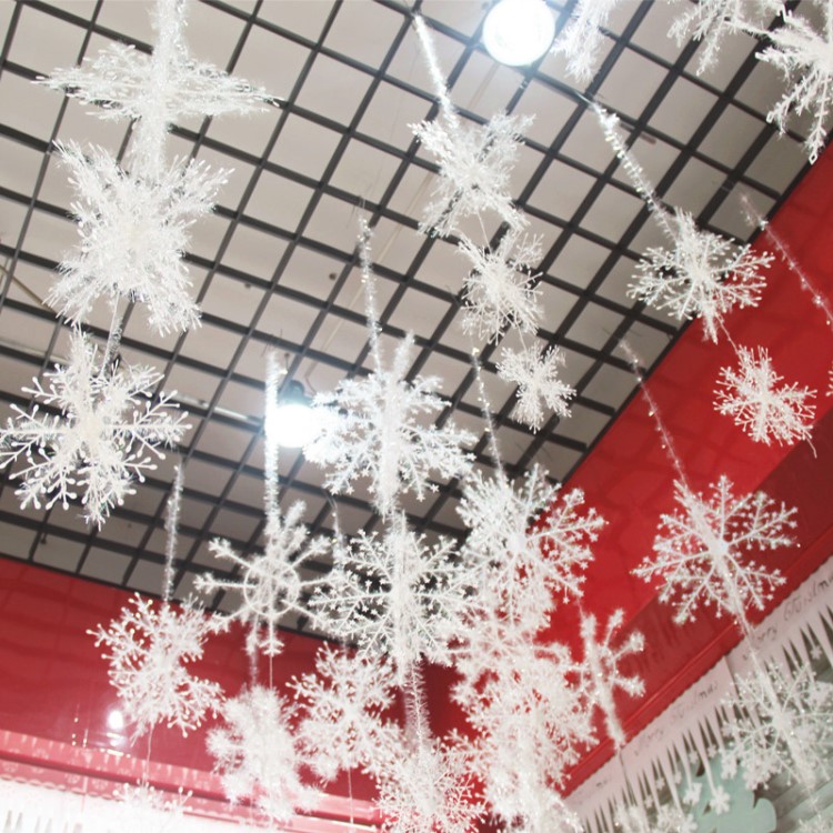 新年节日立体交叉雪花片雪花吊饰圣诞树挂件雪花片大中小三件套