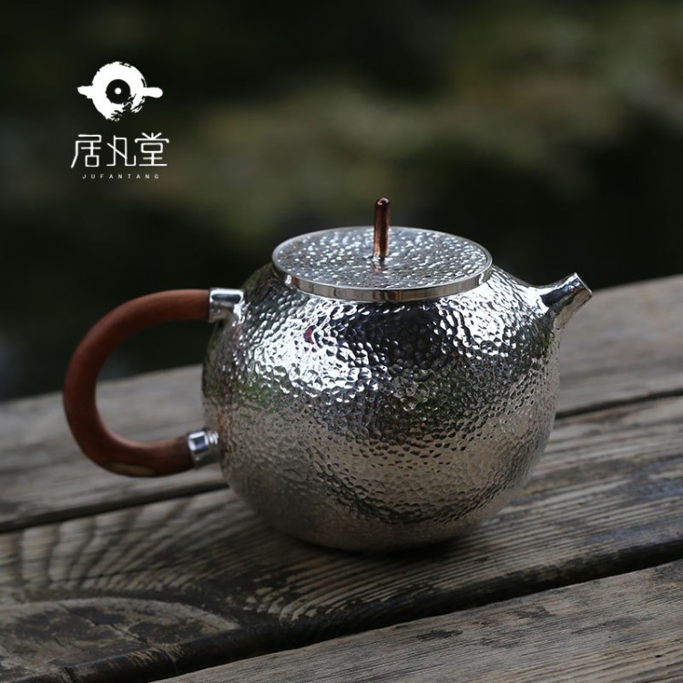 居凡堂西施 银银茶壶999烧水壶手工银壶泡茶壶银壶一张打家用