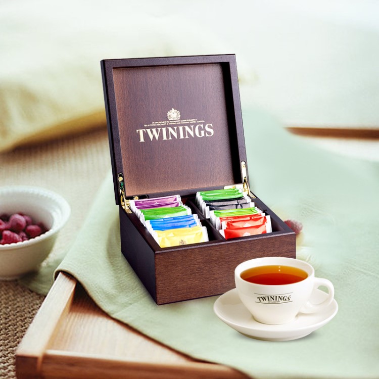 英国Twinings川宁红茶绿茶4格木盒40袋茶包茶叶礼盒