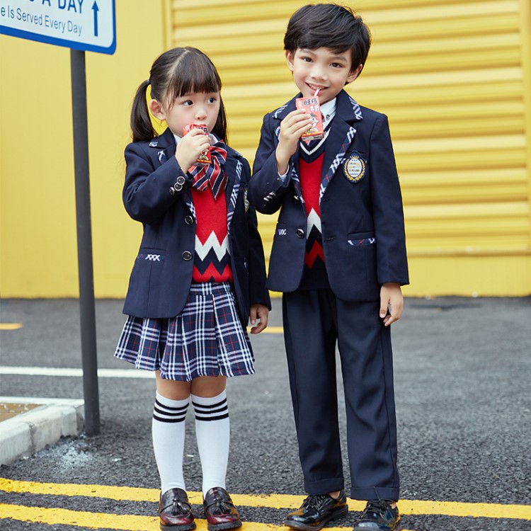 2019春秋季新款小学生校服儿童英伦小西装校服套装幼儿园园服厂家