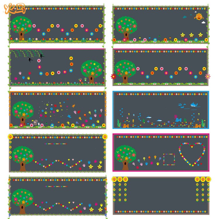黑板整体装饰 无纺布幼儿园黑板布置 环保可循环教室背景墙装饰品