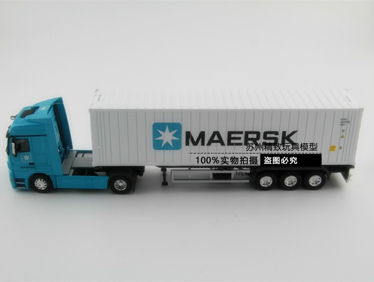 1：50MAERSK马士基奔驰Benz冷藏集装箱卡车模型 冷冻货柜车运输车