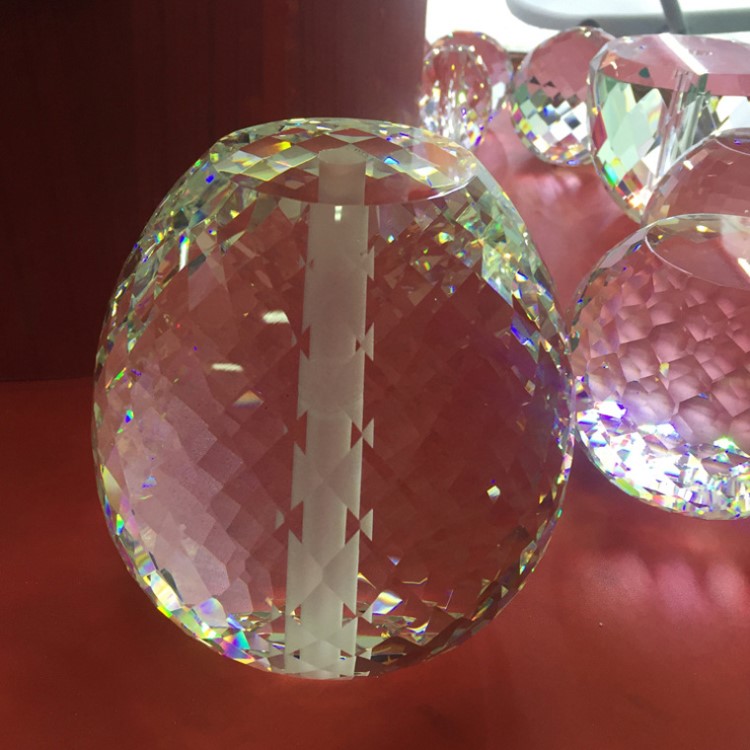 创意菠萝面高大上K9机磨水晶台灯柱带孔 装潢柱定制加工各种形状