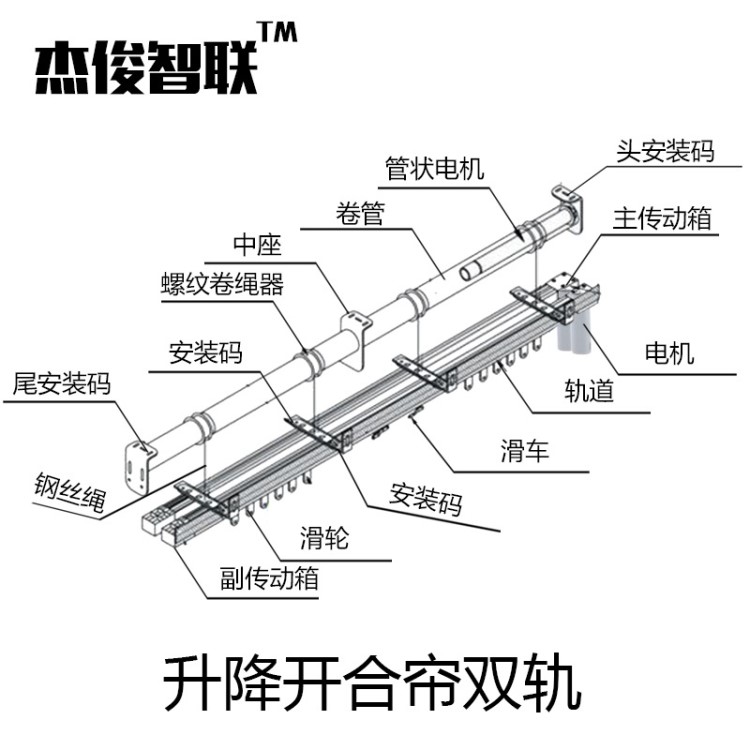 厂家定制电动升降开合帘电动窗帘电动轨道电动罗马智能窗帘电机