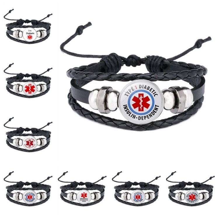 跨境 type 1 diabetes bracelet 1型糖尿病警示语手链 标志