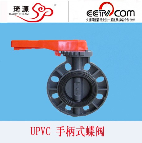 琦源公司UPVC(PVC-U)手柄式蝶阀规格63mm 塑料阀门 厂家直销