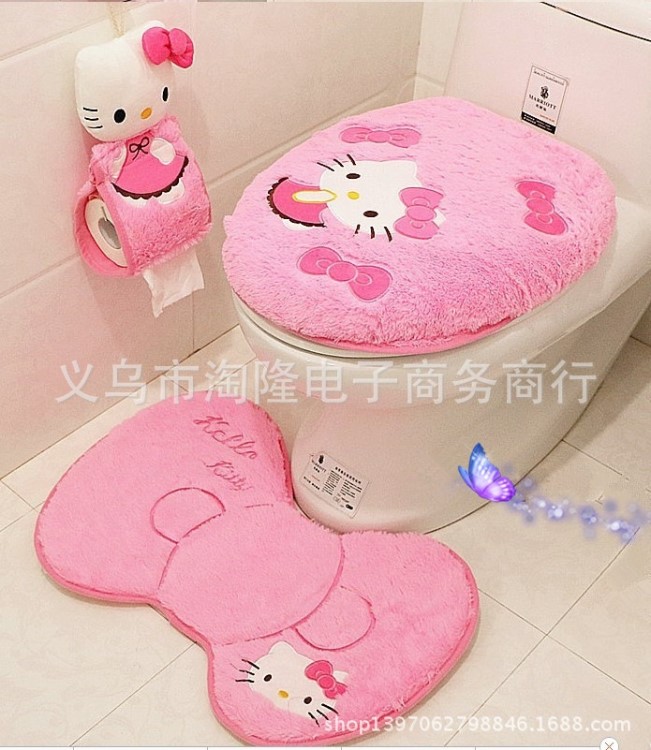 hello kitty马桶两件套三件套四件套坐便套坐便器套马桶座圈脚垫