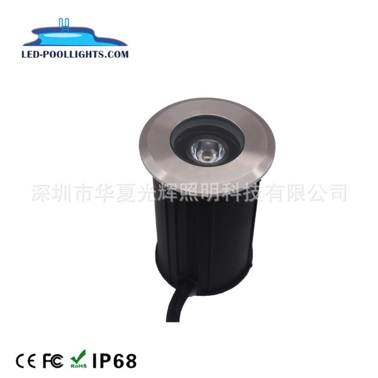 LED水下灯具 水下七彩埋地灯 304全不锈钢1W 3W地埋灯IP68 广场灯