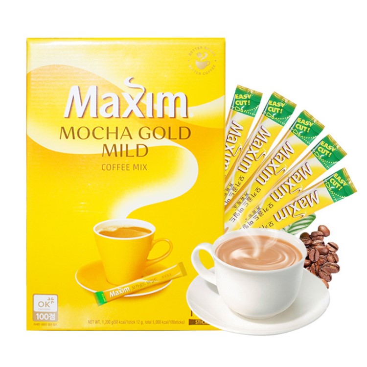 韩国原装maxim黄麦馨摩卡咖啡三合一速溶礼盒批发冲泡品热饮